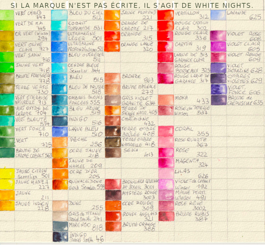 Nuancier reduit couleurs tutos