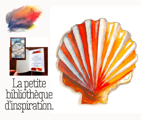 Coquille Saint-Jacques à l'aquarelle.