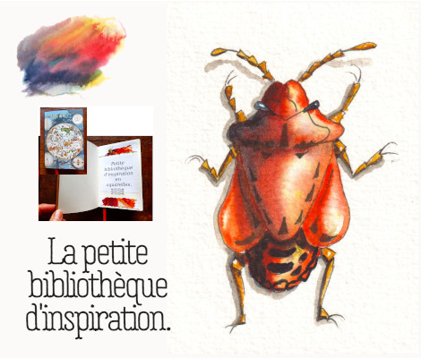 Insecte rouge gendarme à l'aquarelle.