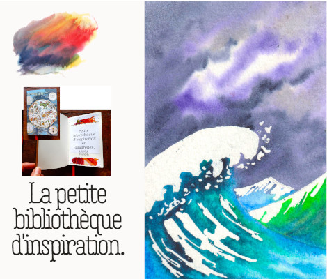 Une vague de tempête à l'aquarelle.