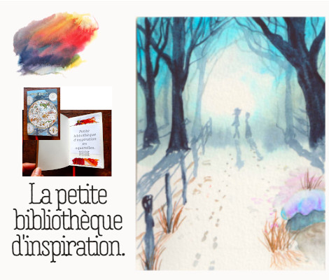 Aquarelledebutants Aquarelletechnique Helenevalentin Hiver Neige Cheminbleu