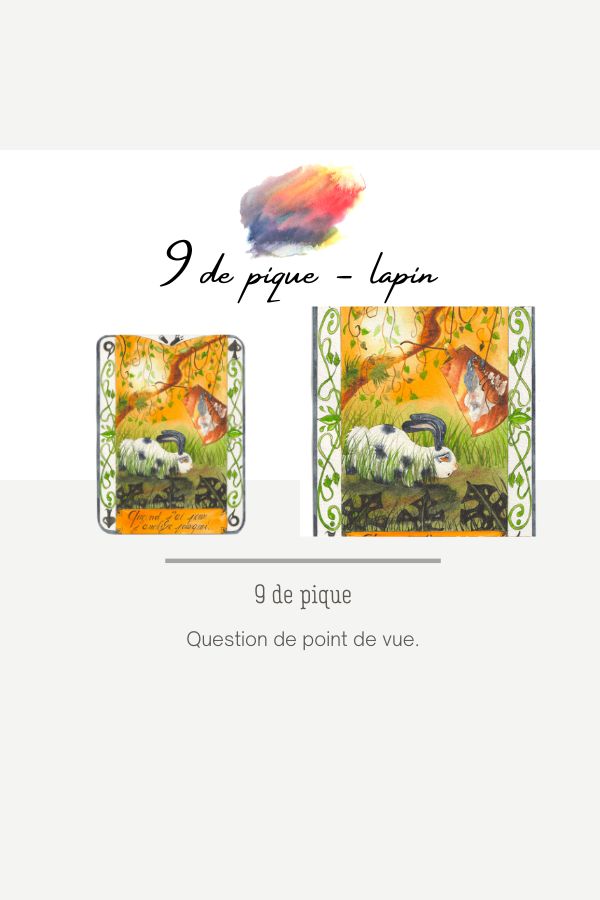 Un lapin a peur de son reflet. Aquarelle ambiance forestière, coucher de soleil.