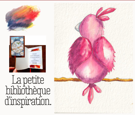 Oiseau rose aquarelledebutants aquarelletechnique zosiodamour helenevalentin