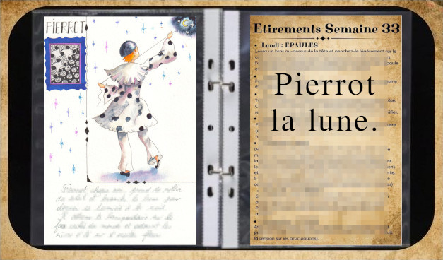 Pierrot tient la lune au bout d'une ficelle. Calendrier perpétuel et étirements.