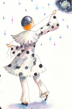 Pierrot tient la lune au bout d'une ficelle