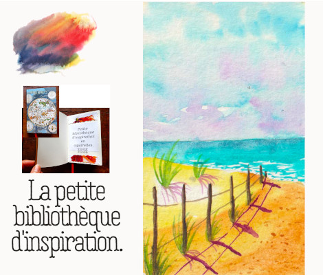 Plage dune sable mer aquarelledebutants helenevalentin