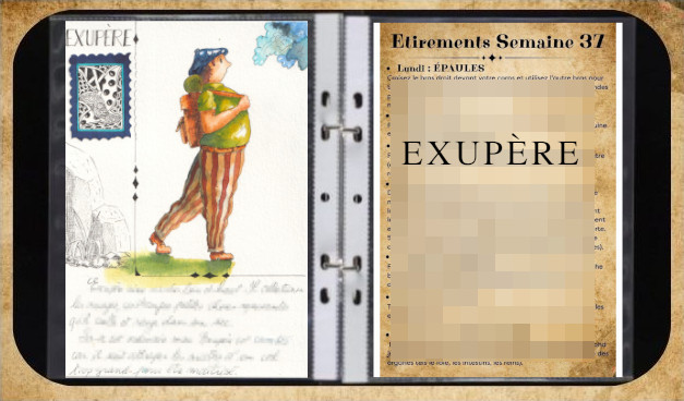 Un randonneur regarde un nuage. Aquarelle dans un classeur.