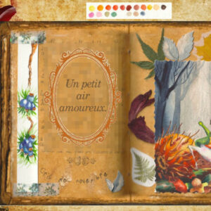 Un esprit de la forêt danse sous les arbres dans la brume. Aqualle dans un grimoire.