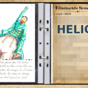 Un homme à redingote bleue et pantalon blanc est vu en contre-plongée. Il tend le bras vers un oiseau dans le ciel.