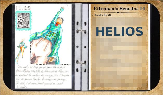 Un homme à redingote bleue et pantalon blanc est vu en contre-plongée. Il tend le bras vers un oiseau dans le ciel.