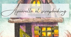 Bandeau d'annonce avec une maison peinte en vert et mauve, aux fenêtres allumées.